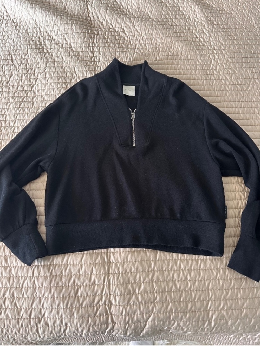 Varley Black Half-Zip Cropped Pullover